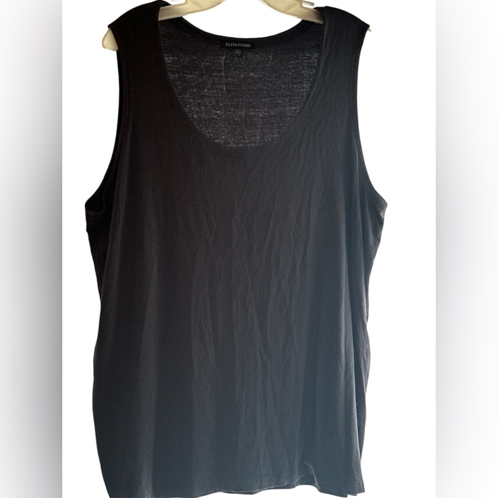 Eileen Fisher Sleeveless black top Sz X Large Rayon Lycra - Picture 5 of 11
